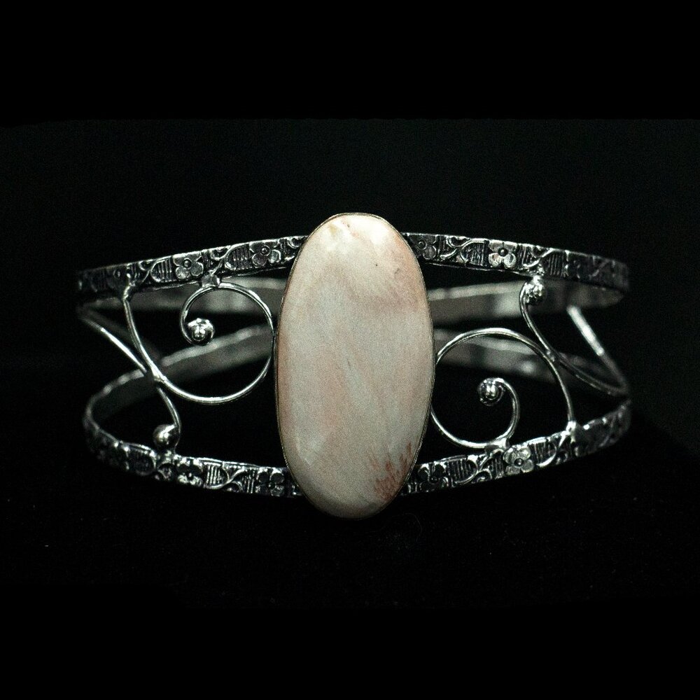 SHINY OVAL SCOLECITE SP CUFF BRACELET - JBZGW1